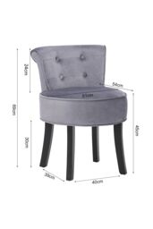 Living and Home Grey Modern Velvet Upholstered Dressing Footstool with Black Legs - thumbnail 6