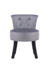 Living and Home Grey Modern Velvet Upholstered Dressing Footstool with Black Legs - thumbnail 2