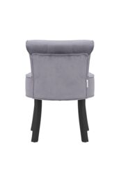 Living and Home Grey Modern Velvet Upholstered Dressing Footstool with Black Legs - thumbnail 3