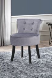 Living and Home Grey Modern Velvet Upholstered Dressing Footstool with Black Legs - thumbnail 1