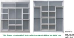 RAC3 Modern grey Effect 203cm Sliding Door Wardrobe with Mirror & Integrated Drawers, Spacious Bedroom Storage - thumbnail 2