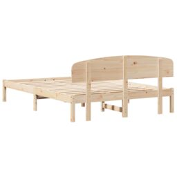 Berkfield Home Bed Frame with Headboard 160x200 cm Solid Wood Pine in Beige - thumbnail 7