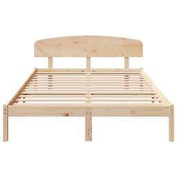 Berkfield Home Bed Frame with Headboard 160x200 cm Solid Wood Pine in Beige - thumbnail 5