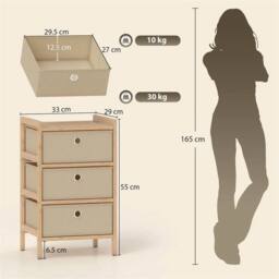 EONLION Chest of Drawers, 3 Drawers in Brown - Size: 100 cm - thumbnail 2