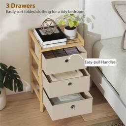 EONLION Chest of Drawers, 3 Drawers in Brown - Size: 100 cm - thumbnail 5