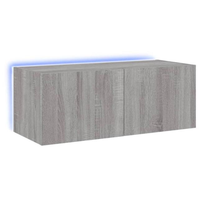 Berkfield Home TV Wall Cabinet with LED Lights Grey Sonoma 80x35x31 cm - Size: 80 x 35 x 31 cm - image 1