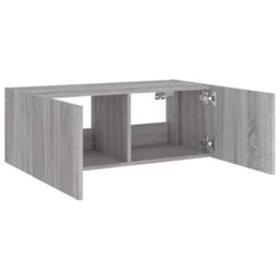Berkfield Home TV Wall Cabinet with LED Lights Grey Sonoma 80x35x31 cm - Size: 80 x 35 x 31 cm - thumbnail 8