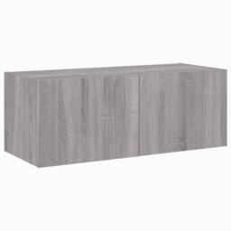 Berkfield Home TV Wall Cabinet with LED Lights Grey Sonoma 80x35x31 cm - Size: 80 x 35 x 31 cm - thumbnail 7