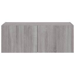 Berkfield Home TV Wall Cabinet with LED Lights Grey Sonoma 80x35x31 cm - Size: 80 x 35 x 31 cm - thumbnail 9