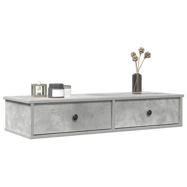 Berkfield Home Wall Shelf with Drawers Concrete Grey 100x37.5x19 cm Engineered Wood - image 1