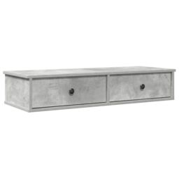 Berkfield Home Wall Shelf with Drawers Concrete Grey 100x37.5x19 cm Engineered Wood - thumbnail 2