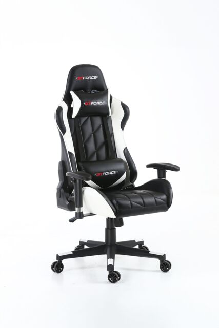 GTForce Pro GT Reclining Sports Racing Office Desk Faux Leather Gaming Chair in White - image 1