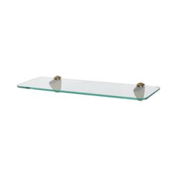 Harbour Housewares Rounded Floating Glass Shelf - 40cm - Bathroom Storage Display Unit in Gold - thumbnail 1