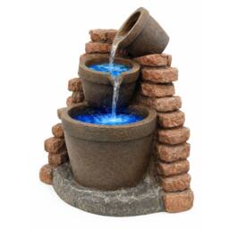 Gardenwize Solar Corner Brick Wall Water Feature With Battery Back Up in Brown