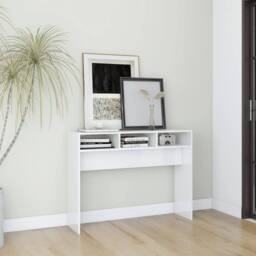 Berkfield Home Console Table High Gloss White 105x30x80 cm Engineered Wood - Size: 105 x 30 x 80 cm - thumbnail 2