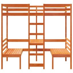 Berkfield Home Loft Bed Frame with Desk & Chairs Wax Brown 90x190cm Solid Wood Pine - Size: 90x190 cm - thumbnail 5