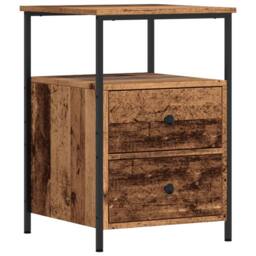 Berkfield Home Bedside Cabinet Old Wood 34x35.5x50 cm Engineered Wood in Brown - thumbnail 1