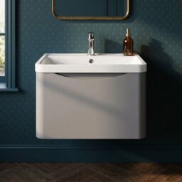 Balterley Wall Hung 1 Drawer Bathroom Vanity Unit & Basin, Satin Grey, 550mm in Grey - thumbnail 9