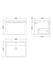 Balterley Wall Hung 1 Drawer Bathroom Vanity Unit & Basin, Satin Grey, 550mm in Grey - thumbnail 8