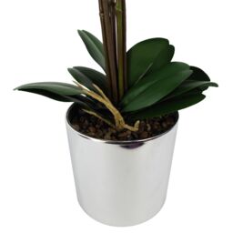 Leaf 52cm Artificial Orchid Large - Dark Pink / Silver - thumbnail 3