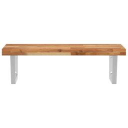 Berkfield Home Basin Shelf Wall Mounted Steel & Solid Wood Acacia in Brown - thumbnail 4