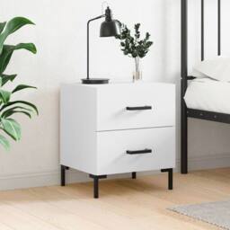 Berkfield Home Modern Bedside Cabinet White 40x35x47.5 cm Engineered Wood - thumbnail 2