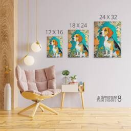 "Artery8 Beagle Dog Modern Art Nouveau Canvas Wall Art Print - Size: W18"" x H24""" - thumbnail 4