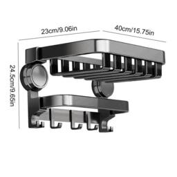 Havendro 40cm Suction Cup Foldable Bathroom Towel Rack in Black - thumbnail 2