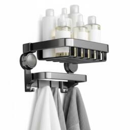 Havendro 40cm Suction Cup Foldable Bathroom Towel Rack in Black - thumbnail 1