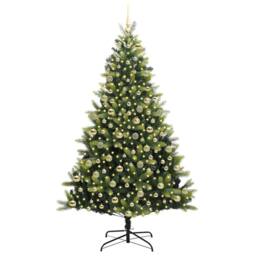 Berkfield Home Artificial Hinged Christmas Tree 300 LEDs Green 210 cm - thumbnail 3