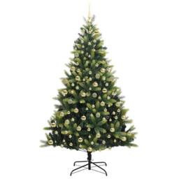 Berkfield Home Artificial Hinged Christmas Tree 300 LEDs Green 210 cm - thumbnail 4