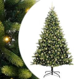 Berkfield Home Artificial Hinged Christmas Tree 300 LEDs Green 210 cm - thumbnail 2