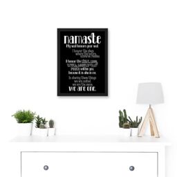 Artery8 Quote Typograph Text Namaste Blackboard Definition Artwork Framed Wall Art Print A4 in Black - thumbnail 2