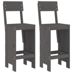Berkfield Home 3 Piece Garden Bar Set Grey Solid Wood Pine - thumbnail 3