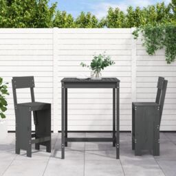 Berkfield Home 3 Piece Garden Bar Set Grey Solid Wood Pine