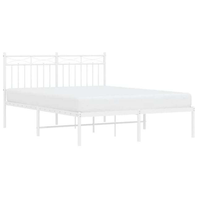 Berkfield Home Metal Bed Frame with Headboard White 140x200 cm - image 1