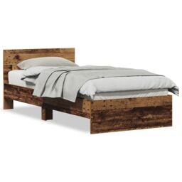 Berkfield Home Bed Frame without Mattress with Headboard Old Wood 75x190 cm in Brown - thumbnail 4