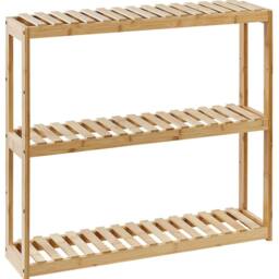 Wyld and Coco Bamboo 3-Shelf Wall Unit Light Brown W60 x D15 x H54cm - thumbnail 1