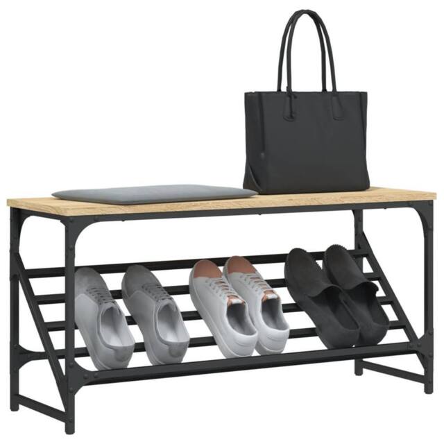 Berkfield Home Shoe Rack Sonoma Oak 90x30x45 cm Engineered Wood in Brown - Size: 90 x 30 x 45 cm - image 1