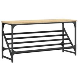 Berkfield Home Shoe Rack Sonoma Oak 90x30x45 cm Engineered Wood in Brown - Size: 90 x 30 x 45 cm - thumbnail 3