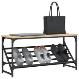 Berkfield Home Shoe Rack Sonoma Oak 90x30x45 cm Engineered Wood in Brown - Size: 90 x 30 x 45 cm - thumbnail 1