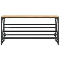 Berkfield Home Shoe Rack Sonoma Oak 90x30x45 cm Engineered Wood in Brown - Size: 90 x 30 x 45 cm - thumbnail 4
