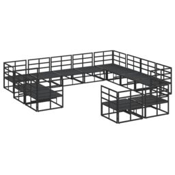 Berkfield Home Garden Sofa Set 12 pcs Black 353 x 283 x 71 cm Aluminium - thumbnail 5