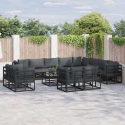 Berkfield Home Garden Sofa Set 12 pcs Black 353 x 283 x 71 cm Aluminium - thumbnail 1