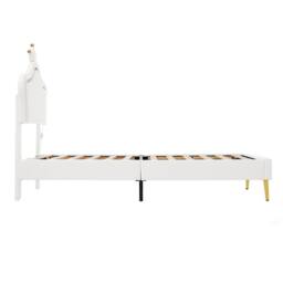 BTM PU Leather Upholstered Bed with LED Adjustable Crown Shape Headboard in White - Size: Single - thumbnail 8
