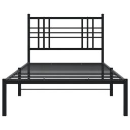 Berkfield Home Metal Bed Frame without Mattress with Headboard Black 90x190cm - Size: 90x190 cm - thumbnail 4
