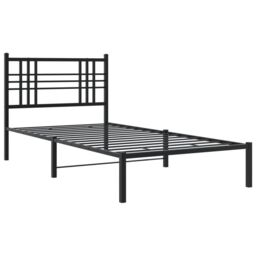Berkfield Home Metal Bed Frame without Mattress with Headboard Black 90x190cm - Size: 90x190 cm - thumbnail 3
