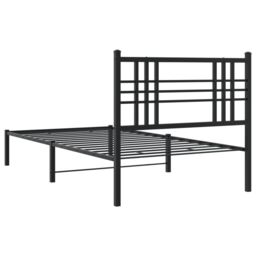 Berkfield Home Metal Bed Frame without Mattress with Headboard Black 90x190cm - Size: 90x190 cm - thumbnail 6