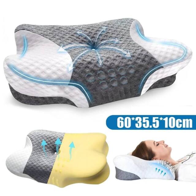 KORVIXA Ergonomic Memory Foam Bed Pillow in Grey - Size: Single - image 1