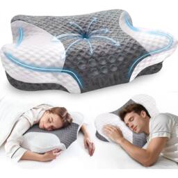 KORVIXA Ergonomic Memory Foam Bed Pillow in Grey - Size: Single - thumbnail 5